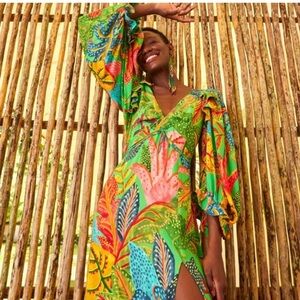 Farm rio forest dream slit dress size small